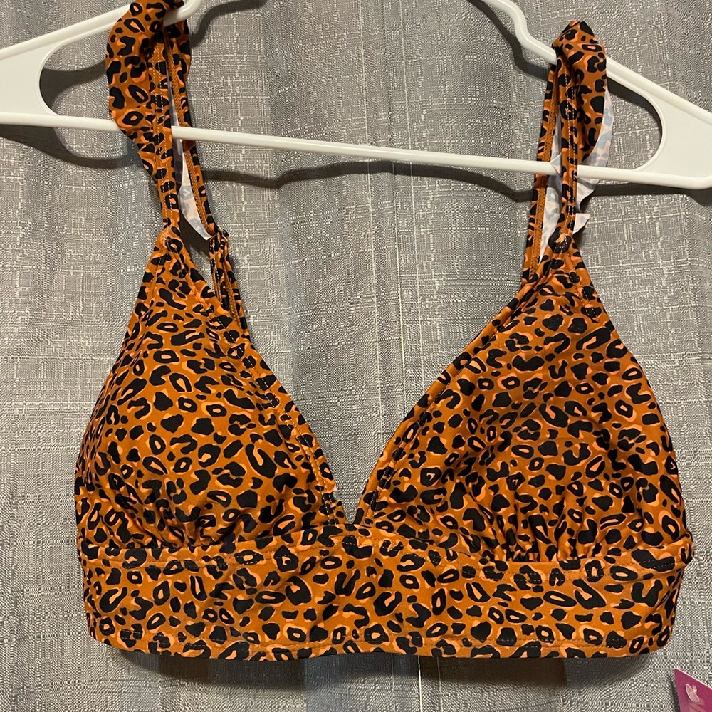 Kohl's Orange and Black Leopard Bikini Top